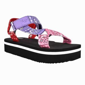 Nine West Camping Platform Sandals - Pink/Purple/Red - Ireland (QD8905413)